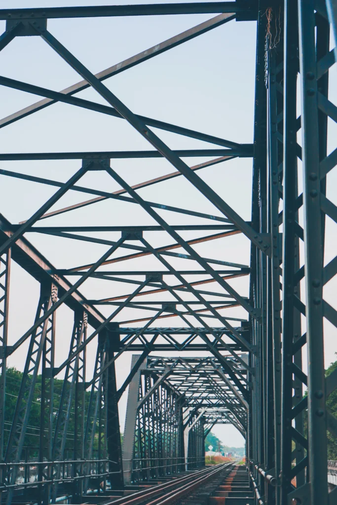 metal bridge railing over railway lines 1