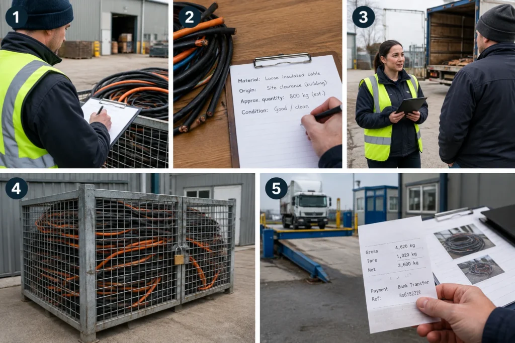 Prepare legitimate scrap cable for an agreed collection — Copper cable theft: protecting property and recycling responsibly