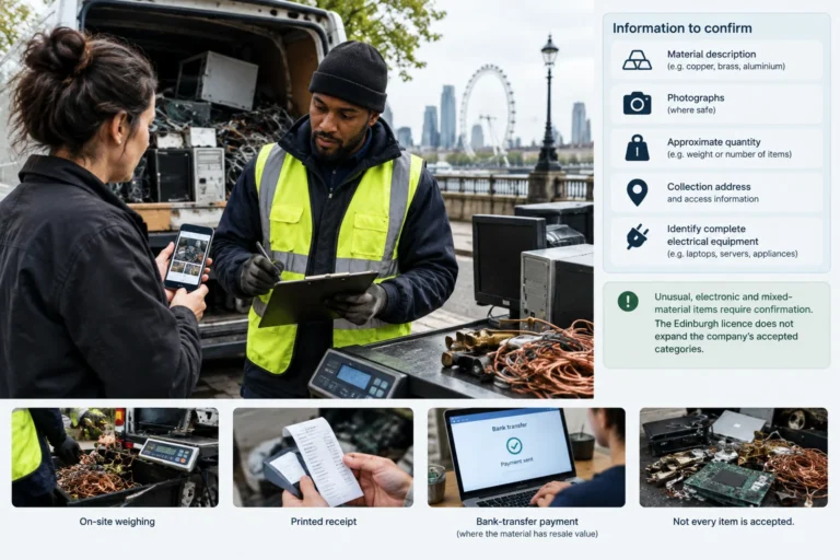 What to confirm when arranging scrap metal collection in London — Gold and copper recovery from e-waste: the Edinburgh licence explained