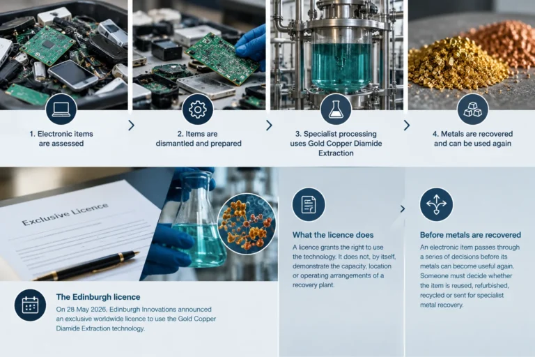 What gold and copper recovery from e-waste means — Gold and copper recovery from e-waste: the Edinburgh licence explained